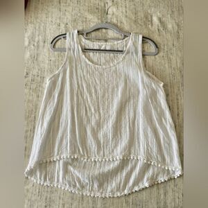 White Sleeveless Cotton Top